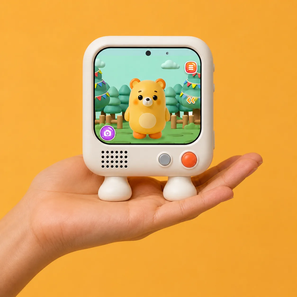 手掌上小巧便携的 Bubu 儿童 AI 创作玩具